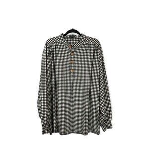 J. Peterman Checkered Womens Size Large Long Sleeve Oversized Lagenlook Boxy Top